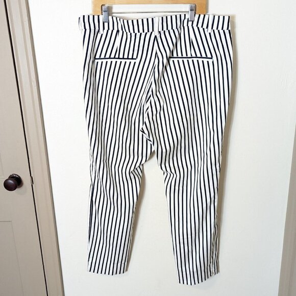 H&M Stripe Black & White Straight Leg Ankle Length Pants Trousers Size 18 - Picture 3 of 7
